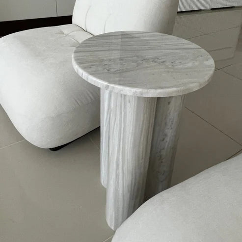 Thalia Nesto Grey Marble Side Table
