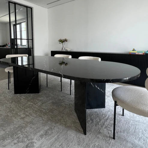 Audrey Black Marquina Marble Dining Table