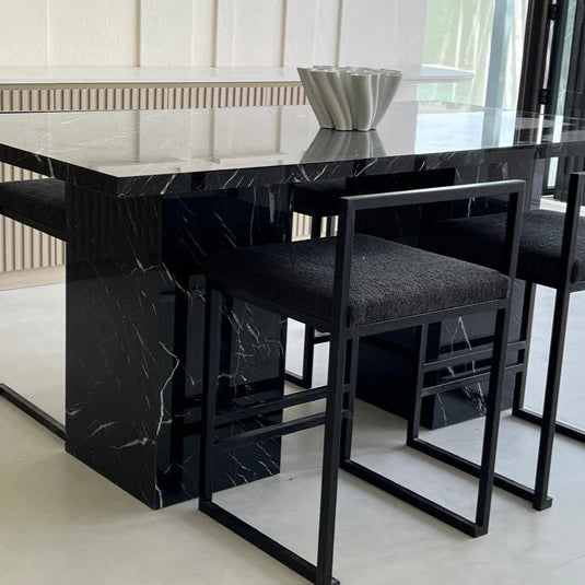 Dakota Black Marquina Marble Dining Table