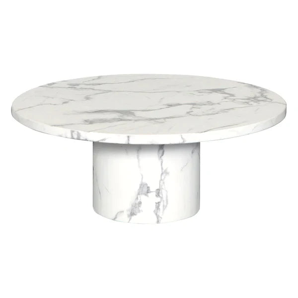 Lucy Hand Crafted Natural White Round Marble Coffee Table