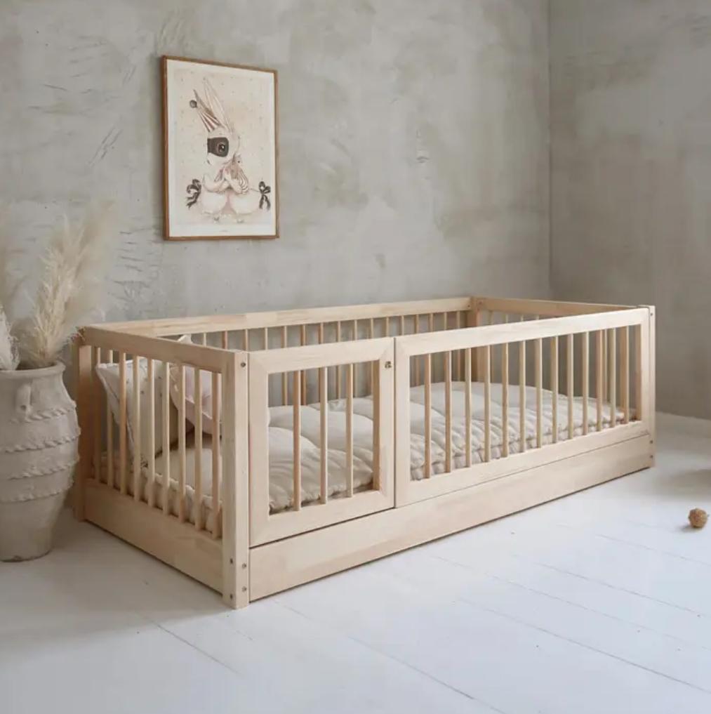 Montessori Wooden Floor Bed Natural – 90*200 cm