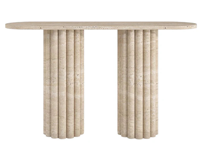 Lorenzo Hand Crafted Organic Travertine Console Table