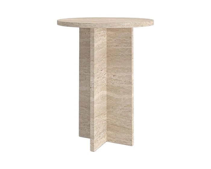 Hera Hand Crafted Organic Travertine Side Table